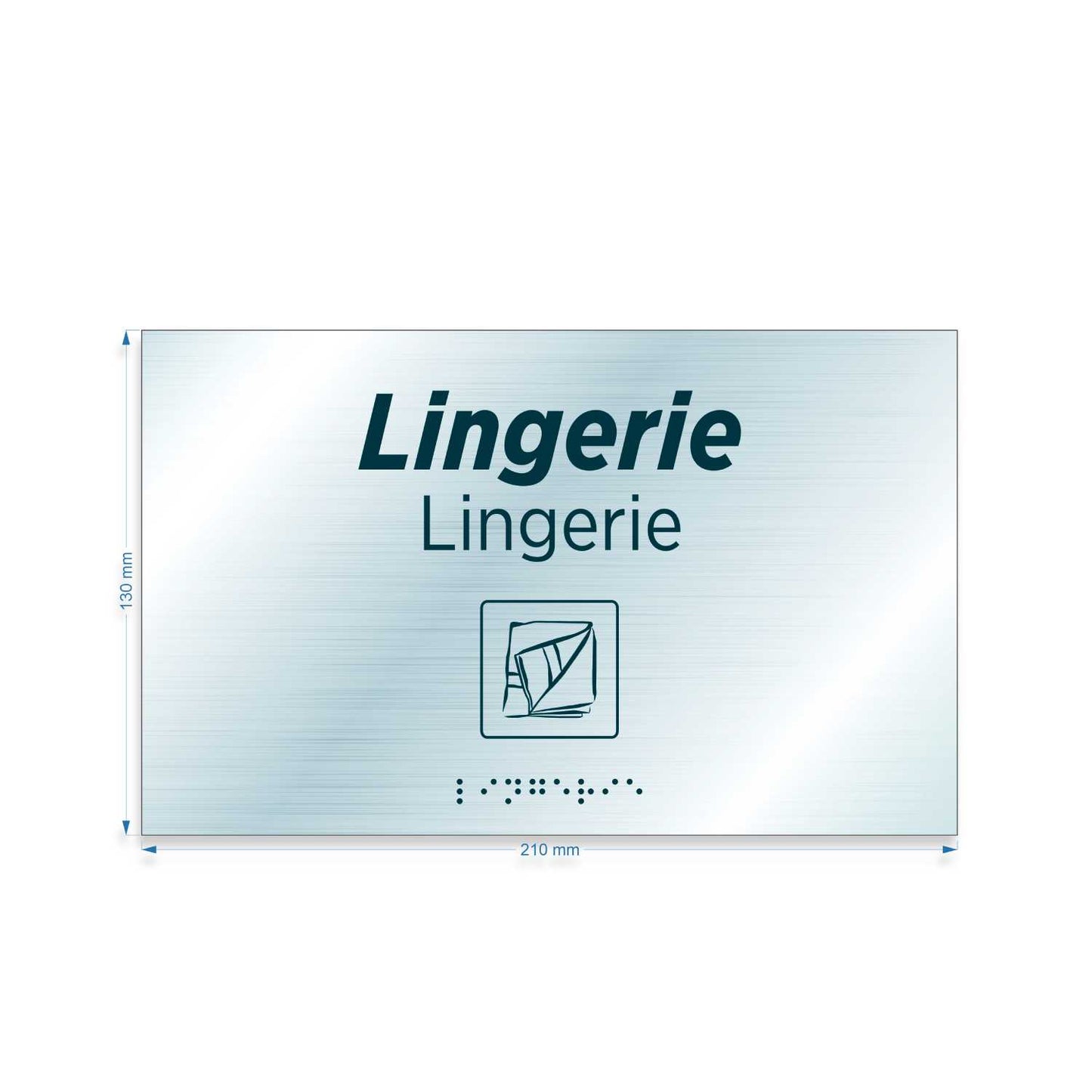 Plaque Lingerie marquage relief et braille argent brossé