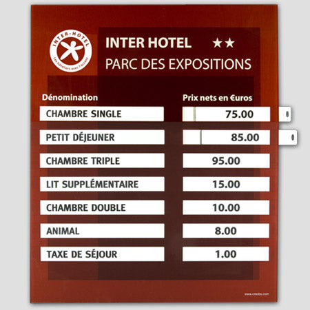 Tableau tarifs des chambres | 7 Lignes