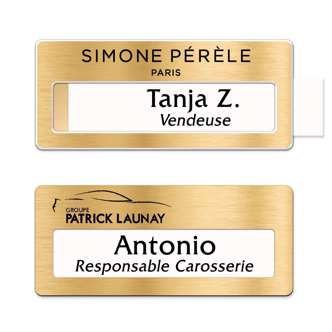Name tag Or brossé - 7 x 3 cm