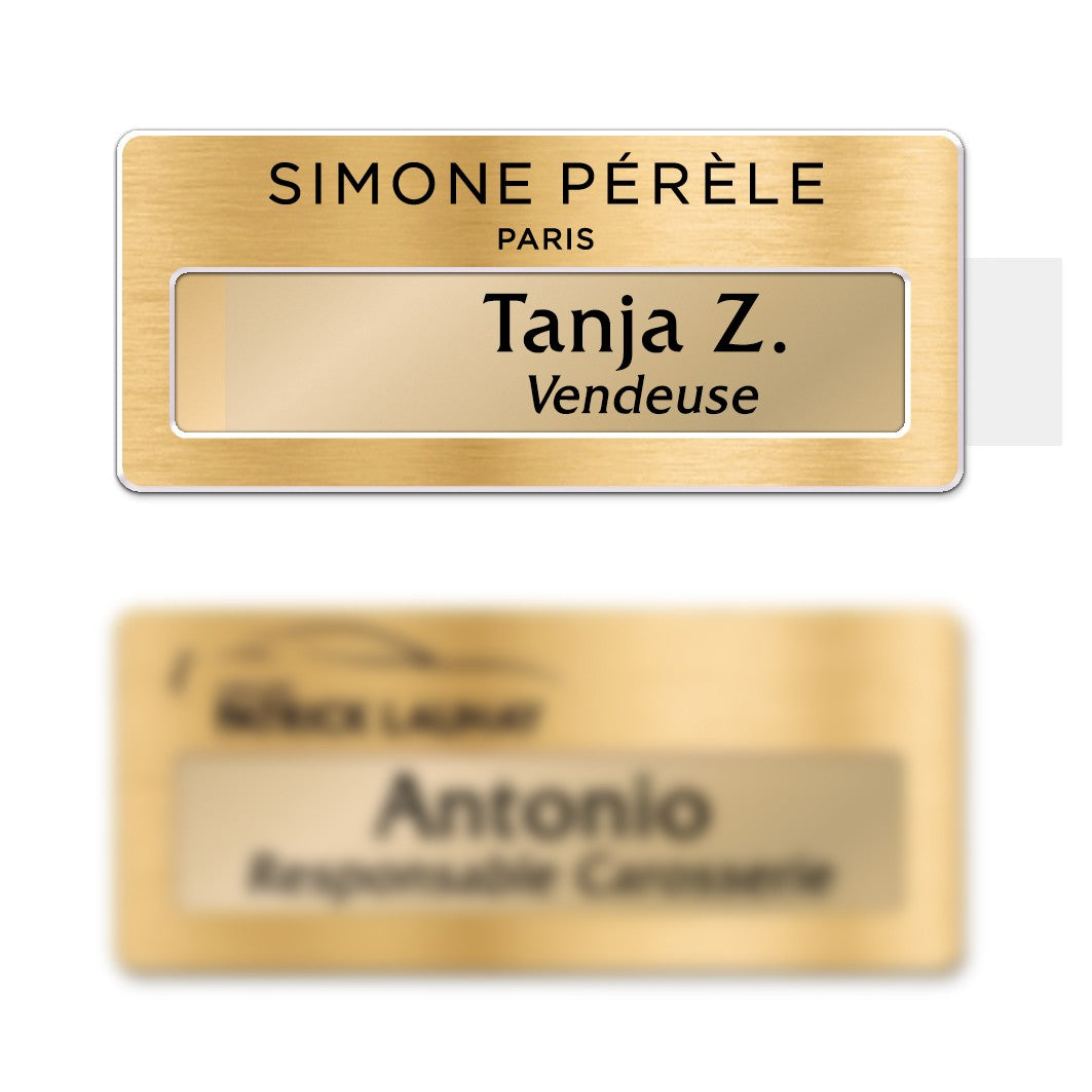 Name tag Or brossé - 7 x 3 cm