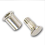 Rivets en laiton nickelé : Lot de 10 rivets mâles et 10 rivets femelles en laiton nickelé, conçus pour la fixation des porte-clés Créoglass et Mini-Créoglass.