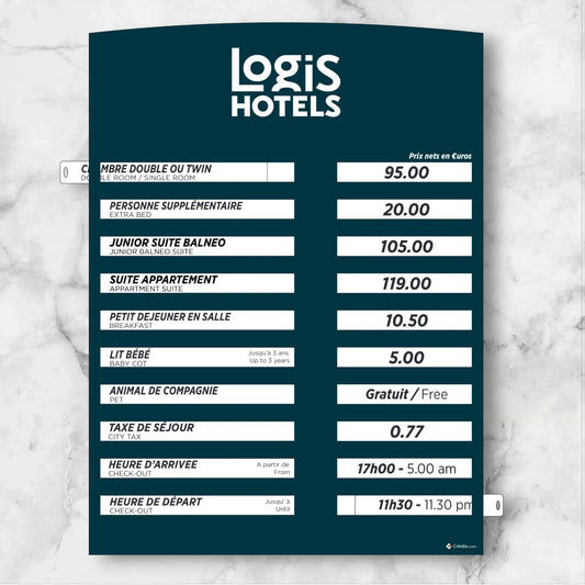 Tableau tarifs des chambres 10 Lignes | Logis