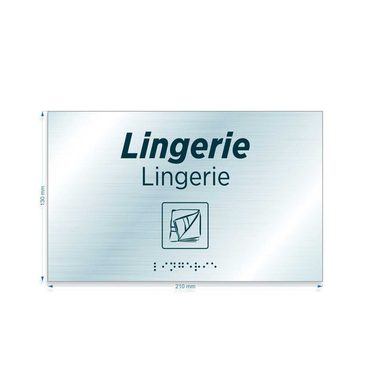 Plaque Lingerie marquage relief et braille argent brossé