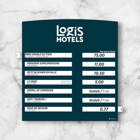 Tableau tarifs des chambres 7 Lignes | Logis