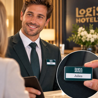 Badge Nominatif réutilisable Logis Hôtels | Fixation Aimant