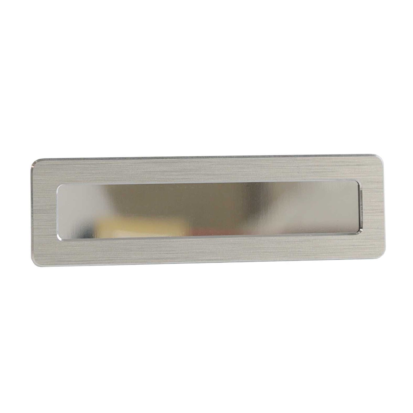 Badge aluminium argent Brossé à insert - Simple Ligne - 6,9 x 2 cm