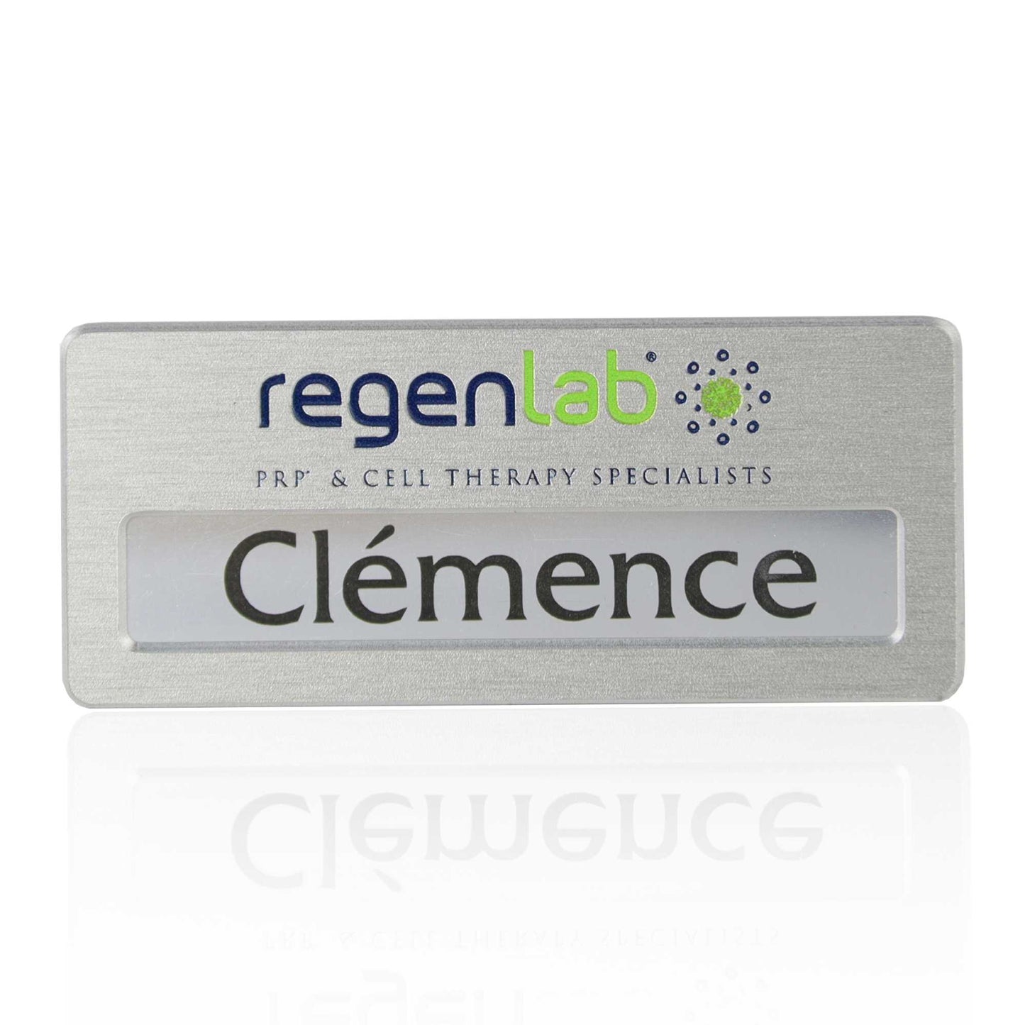 Badge aluminium argent Brossé à insert PREMIUM - Simple Ligne - 7 x 3 cm