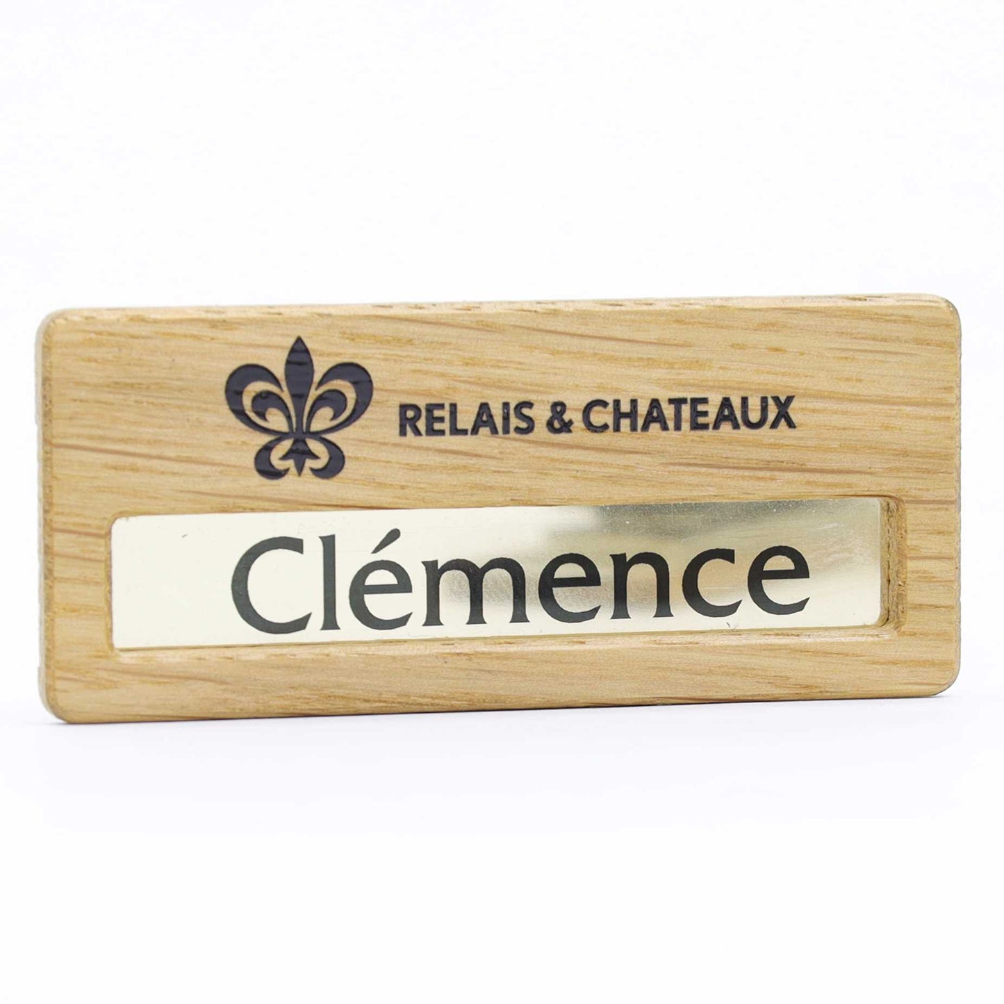 Badge Nominatif Premium en Bois de Chêne 70 x 30 mm - Finition Haut de Gamme