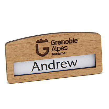 Badge Nominatif EcoBois 70 x 33 mm - Badge en Bois Écoresponsable