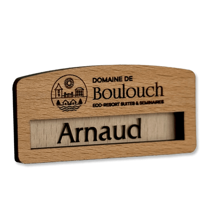 Badge Nominatif EcoBois 70 x 33 mm - Badge en Bois Écoresponsable