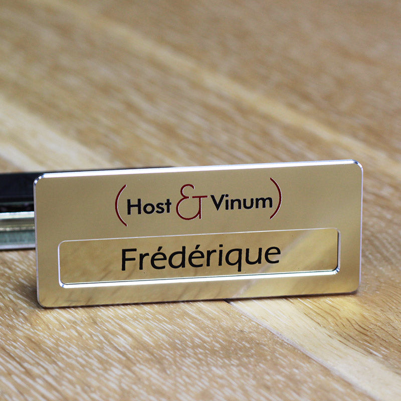 Badge aluminium Champagne à insert PREMIUM - Simple Ligne - 7 x 3 cm