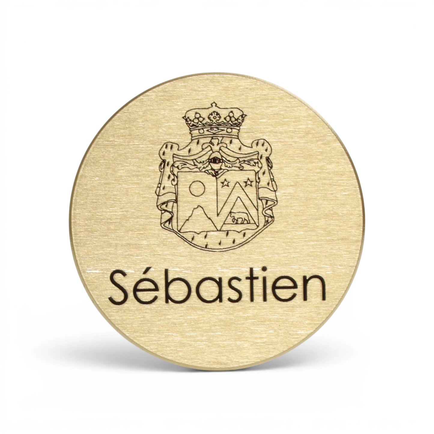 Badge porte-nom en laiton massif rond de diamètre 30 mm