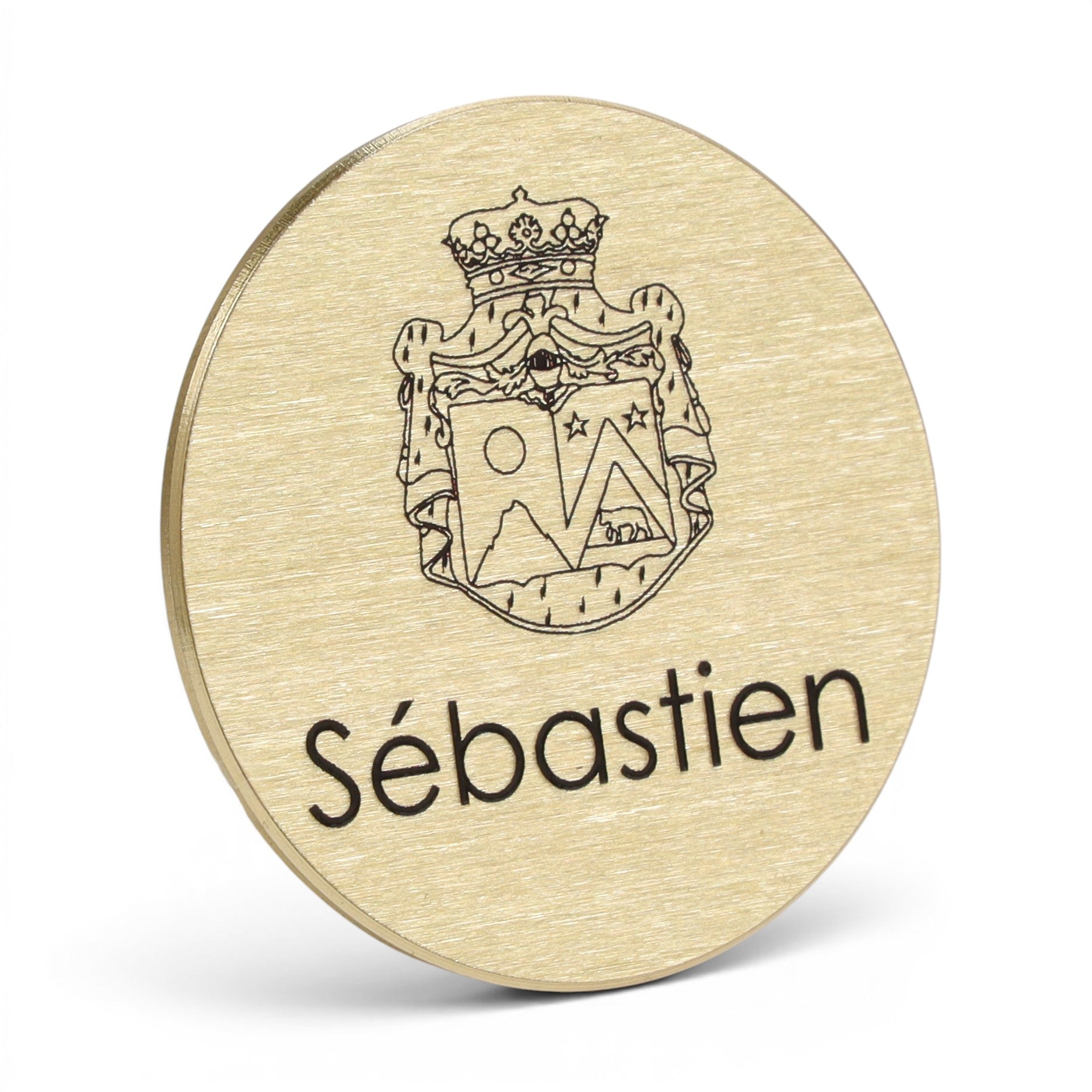 Badge en laiton brossé rond