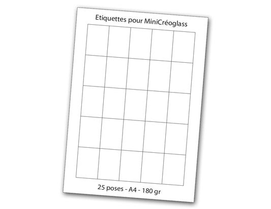 Lot de 4 pages de 25 étiquettes pour Mini Créoglass