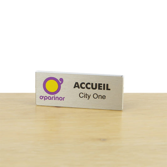 Badge Logo en Aluminium - 5 x 2 cm