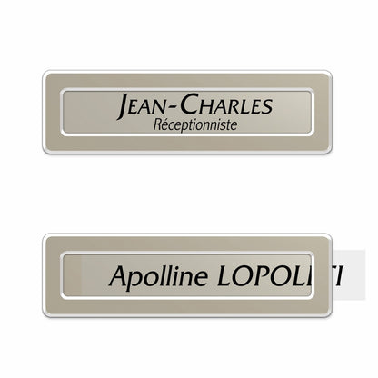 Badge aluminium Champagne à insert - Simple Ligne - 6,9 x 2 cm