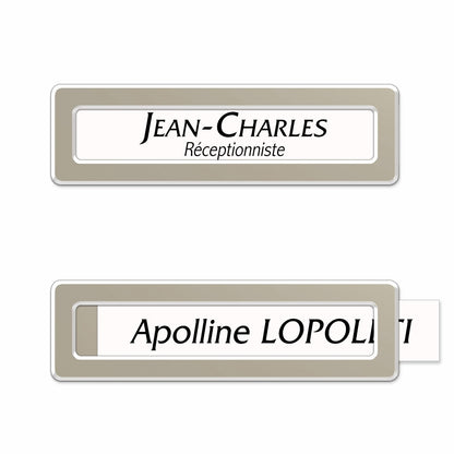 Badge aluminium Champagne à insert - Simple Ligne - 6,9 x 2 cm